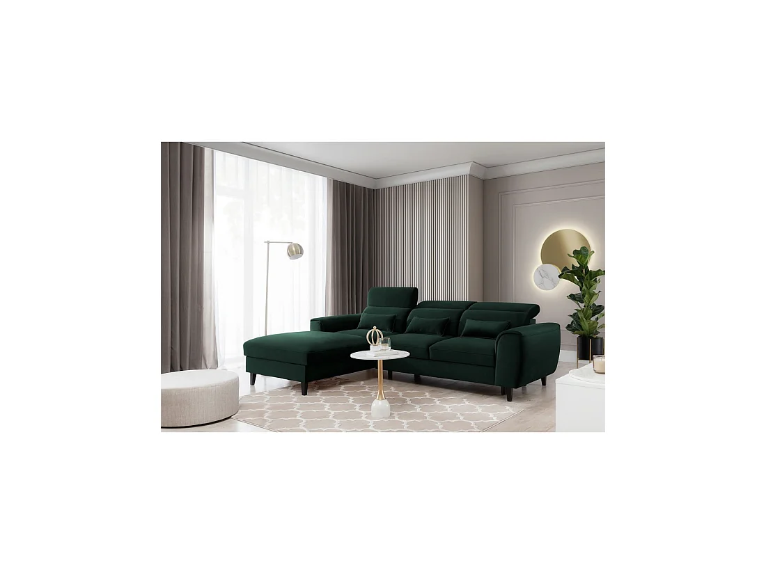 Sofá esquinero convertible verde oscuro izquierdo 4 plazas FABLE