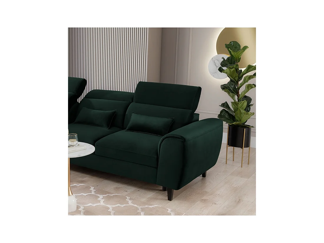Sofá esquinero convertible verde oscuro izquierdo 4 plazas FABLE