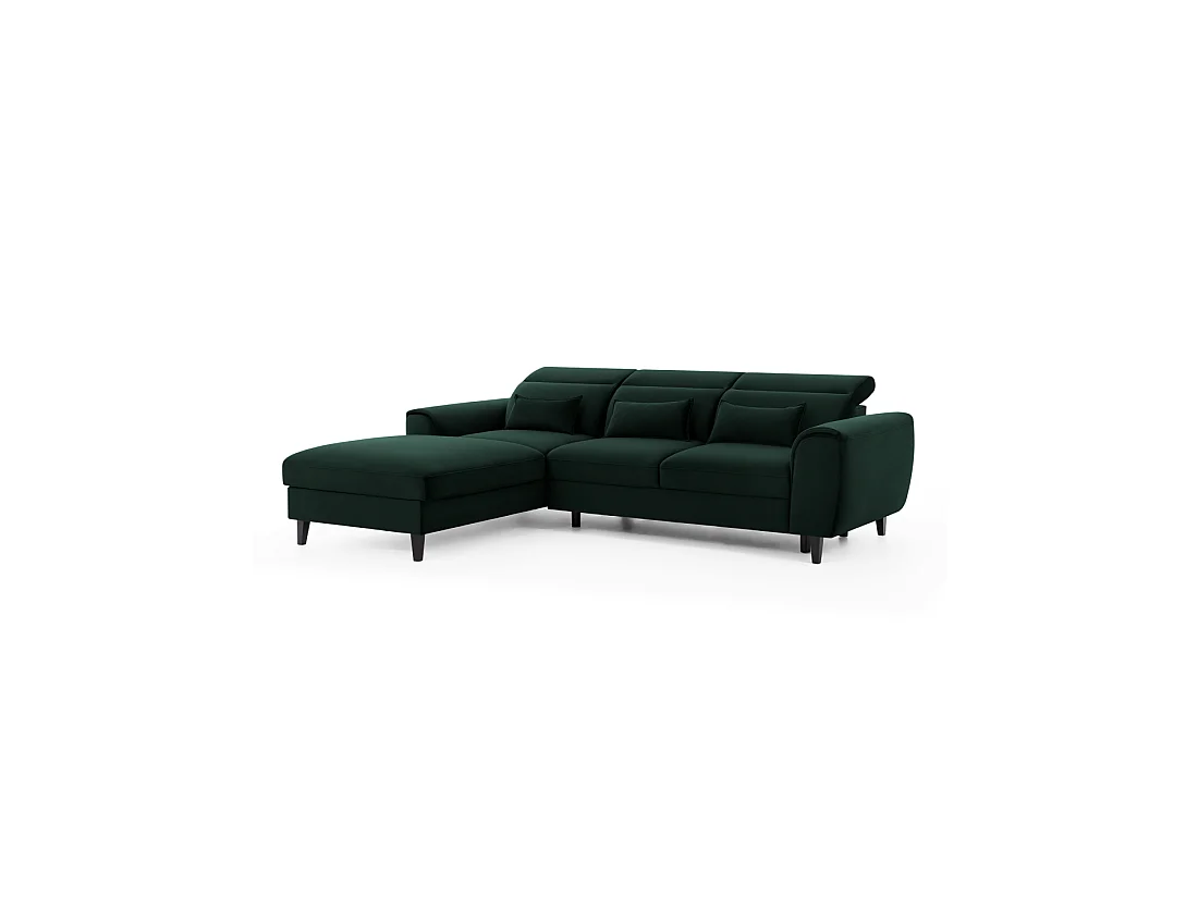 Sofá esquinero convertible verde oscuro izquierdo 4 plazas FABLE
