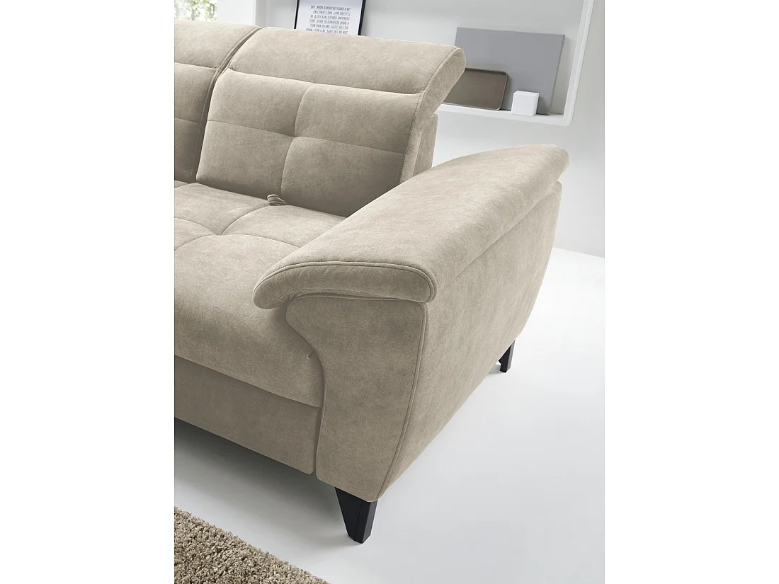 Canapé d'angle Beige 5 places angle gauche coffre intégré INFERNO