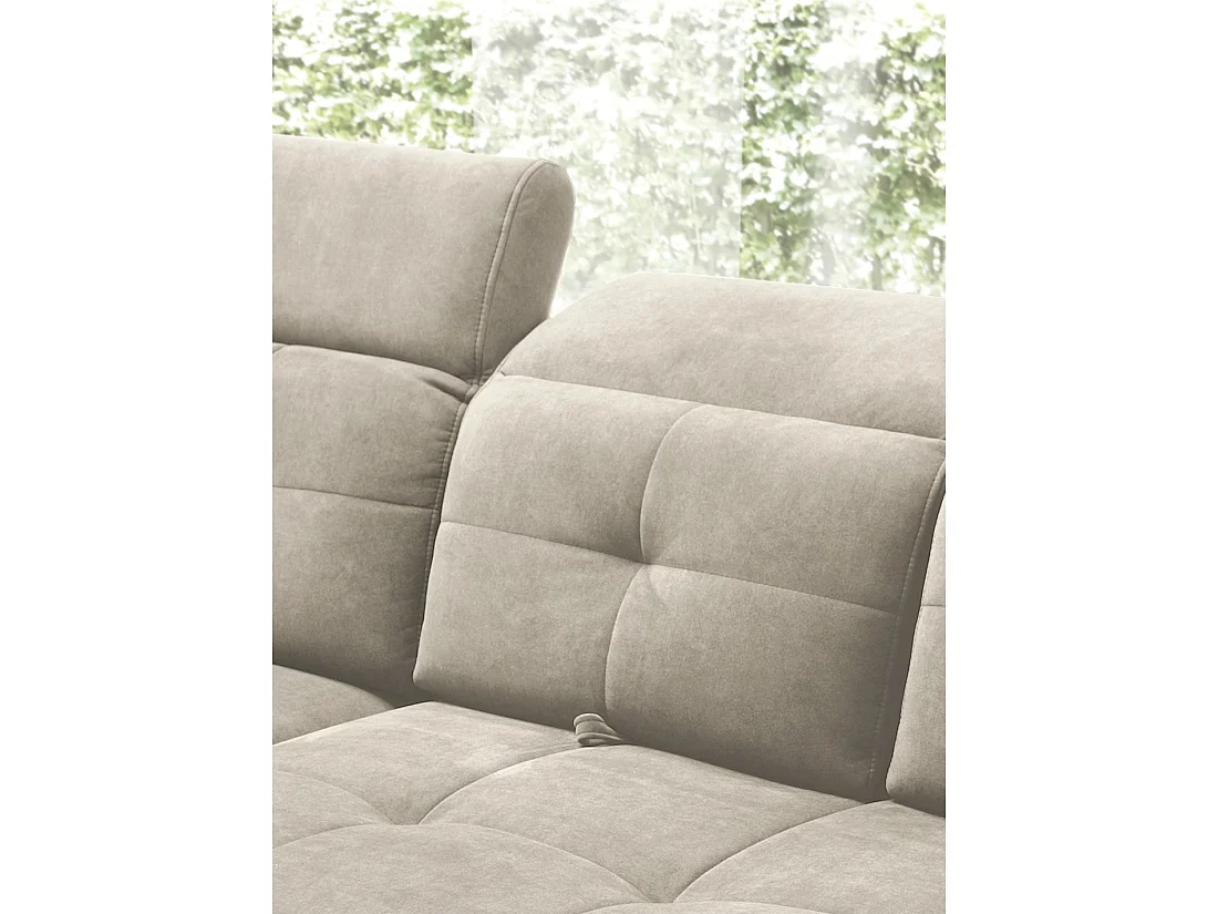 Canapé d'angle Beige 5 places angle gauche coffre intégré INFERNO