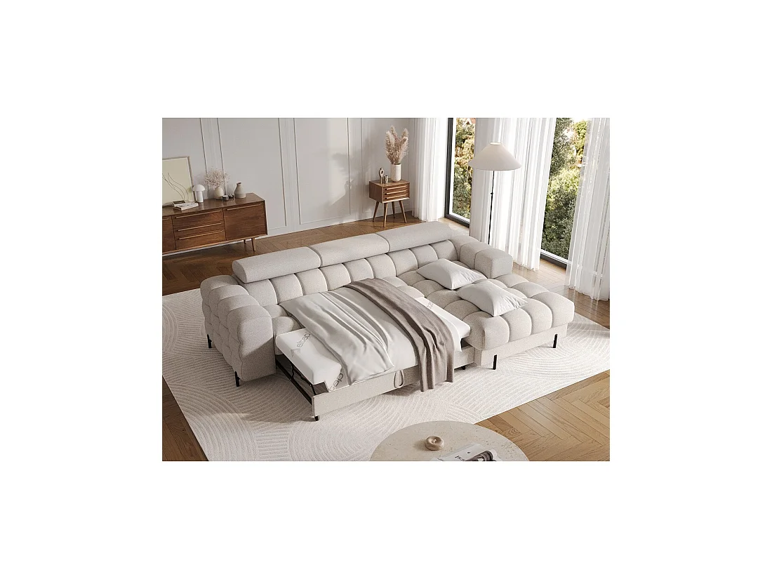 Canapé d'angle droit convertible Beige allure contemporaine 285x99x181cm FILTRO