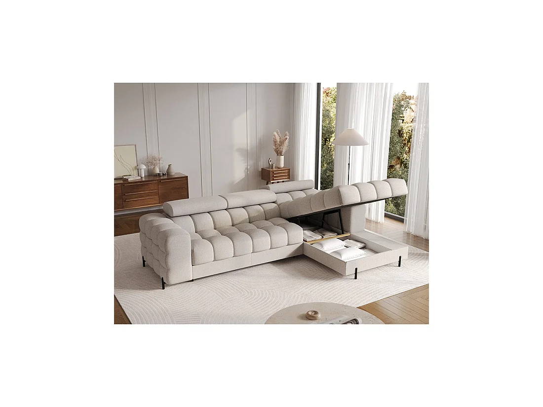 Canapé d'angle droit convertible Beige allure contemporaine 285x99x181cm FILTRO