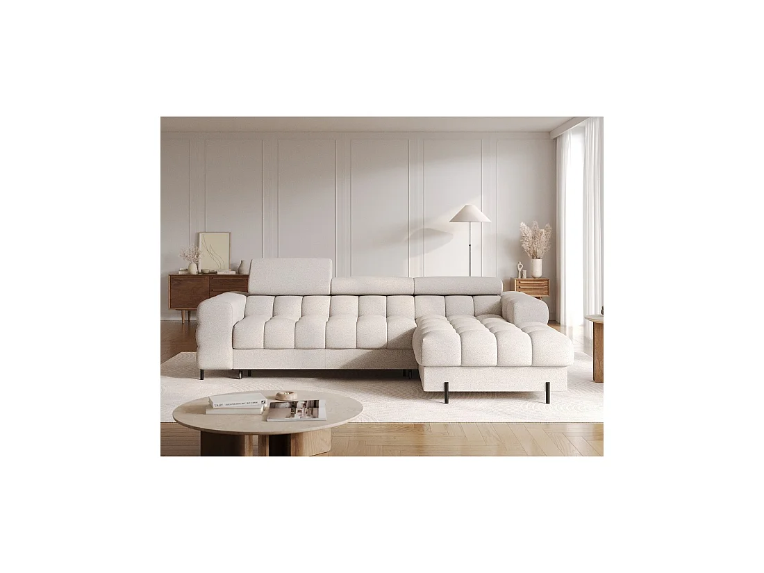 Canapé d'angle droit convertible Beige allure contemporaine 285x99x181cm FILTRO