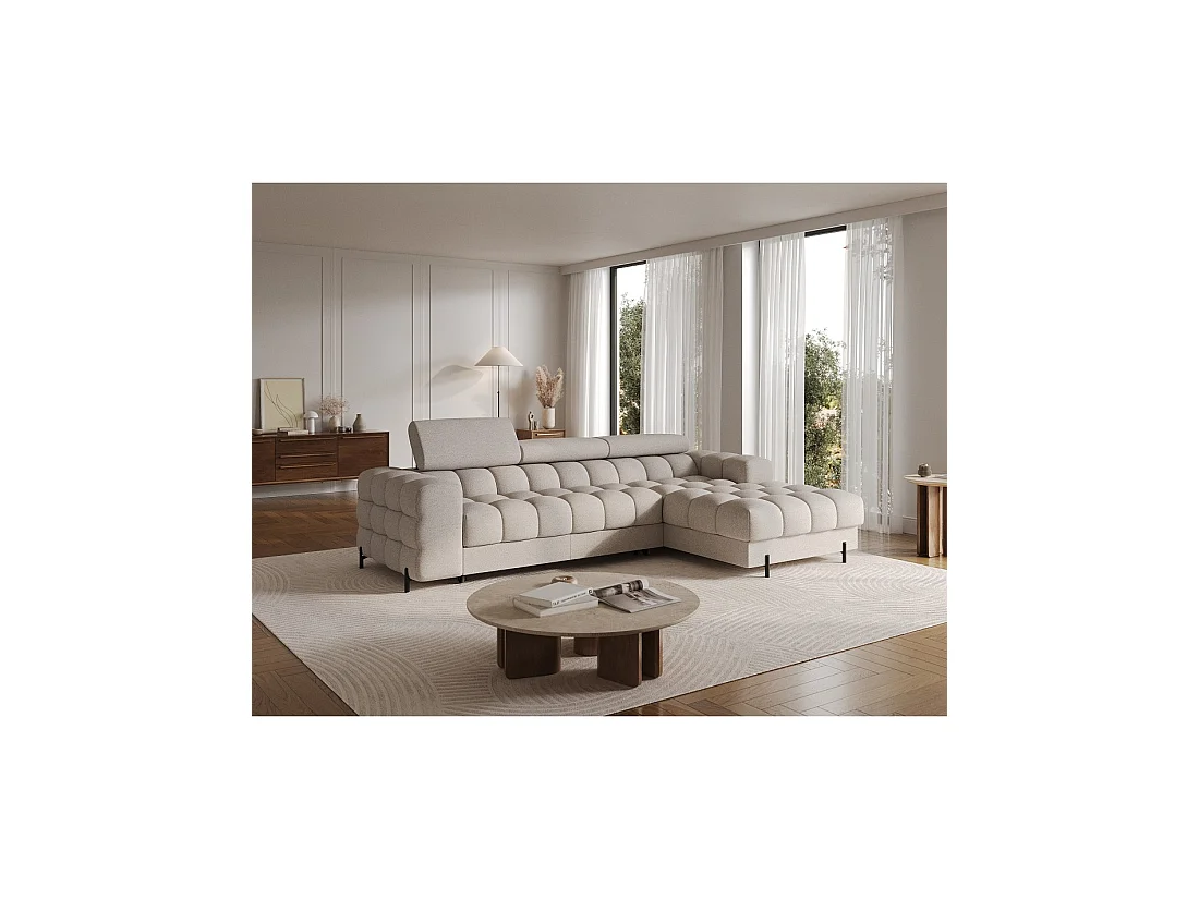 Canapé d'angle droit convertible Beige allure contemporaine 285x99x181cm FILTRO