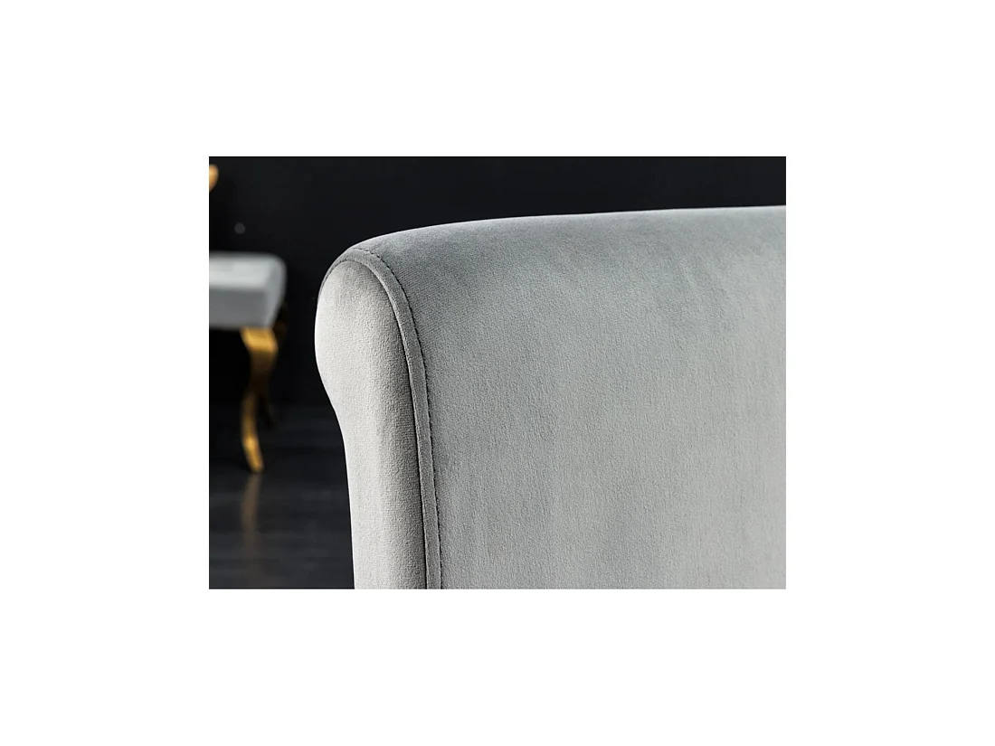 Lot de 2 chaises VELENA gris et doré – Velours, haut dossier et pieds galbés