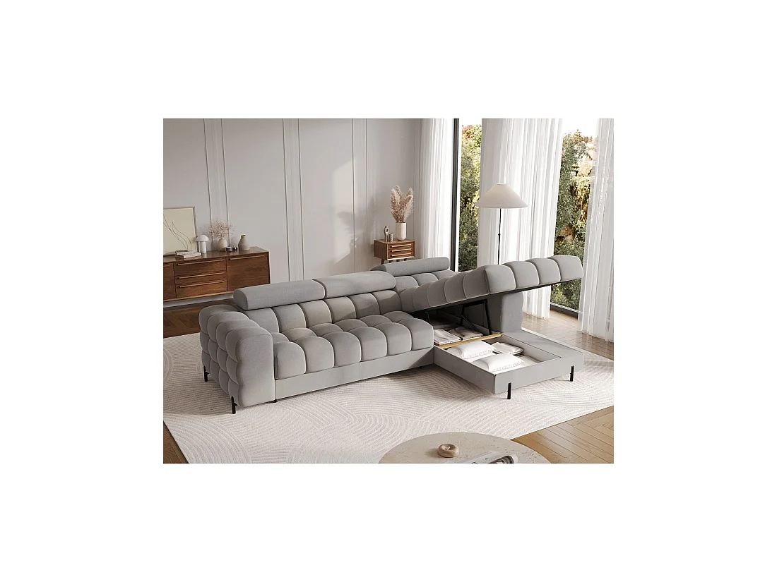 Sofá esquinero derecho convertible Gris confort premium 285x99x181cm FILTRO
