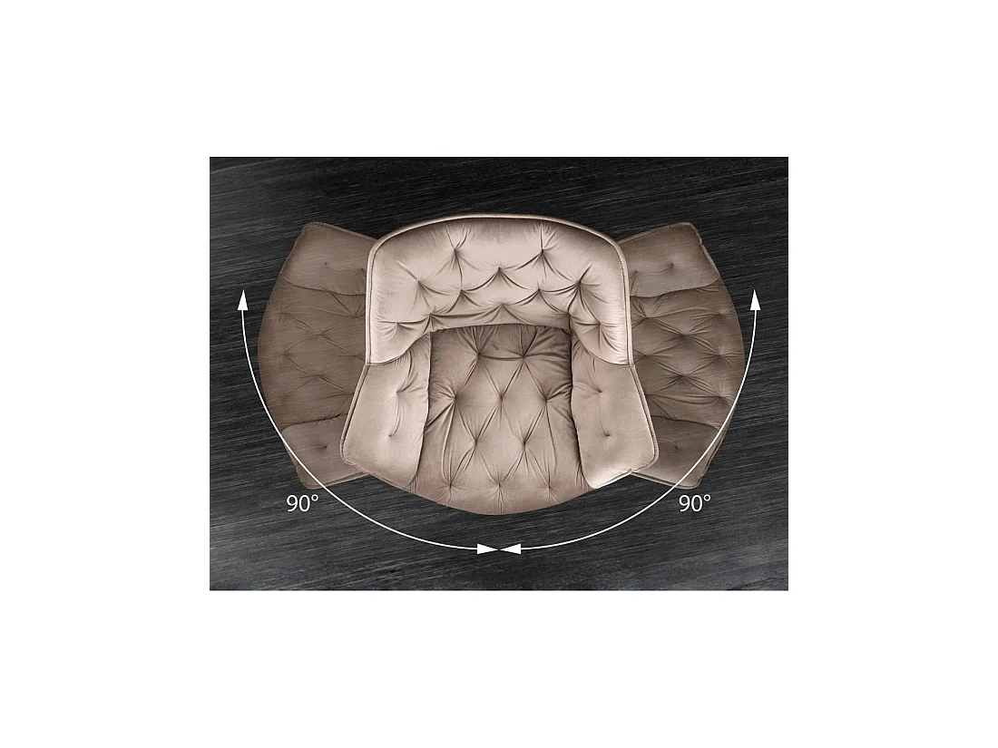 Lote de 2 sillas de diseño COMFY giratorias 180° en terciopelo beige champán capitoné y patas negras