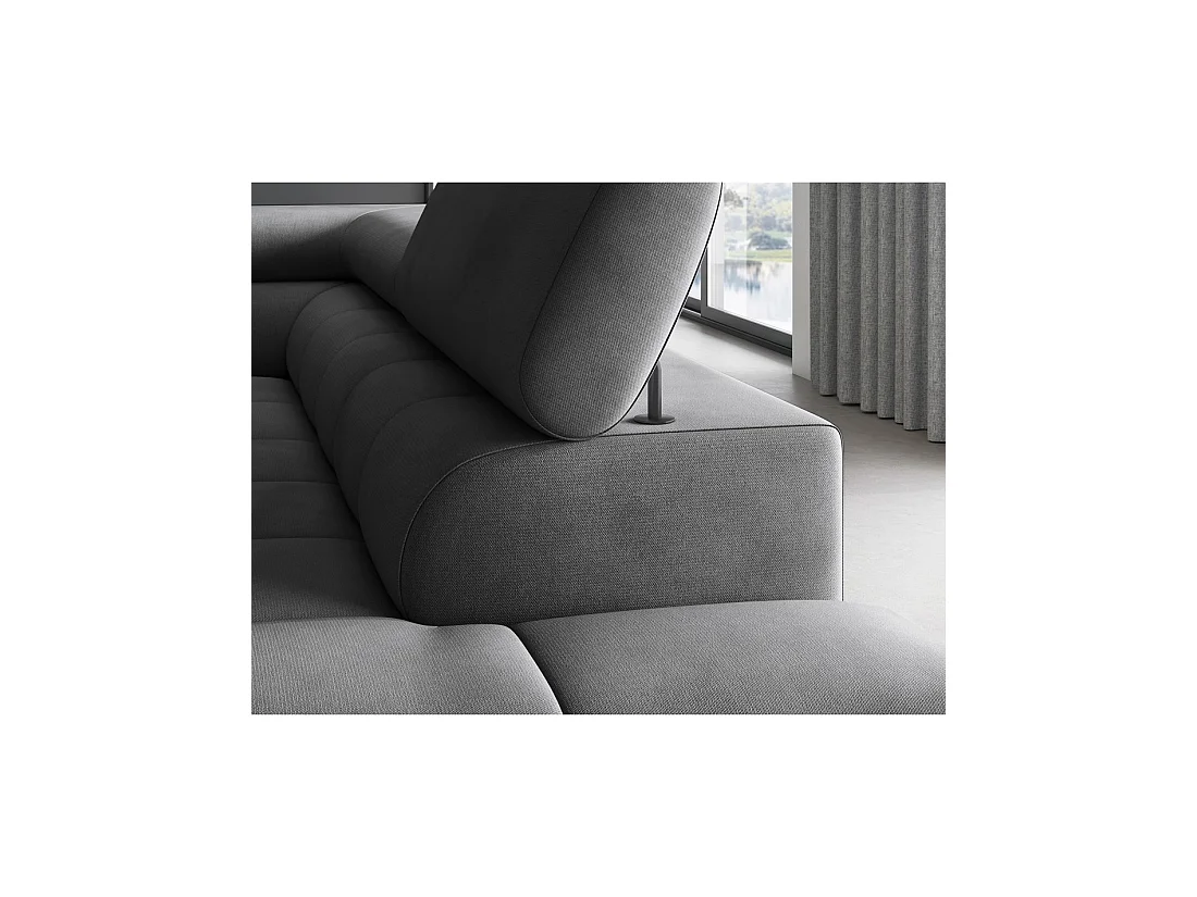 Hoekbank rechts converteerbaar Donkergrijs 5 zitplaatsen FERRUM comfortabele zitting 276x93x200cm