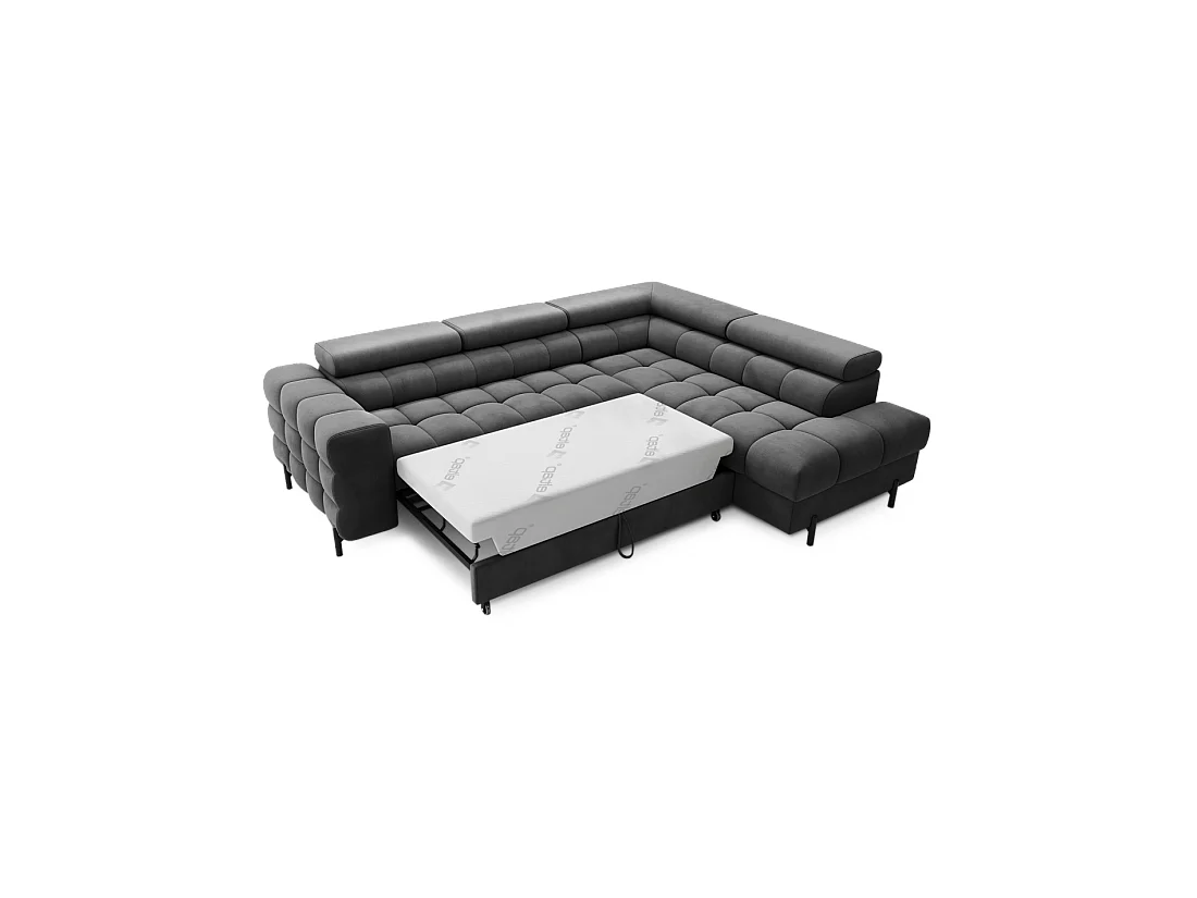 Hoekbank rechts converteerbaar Donkergrijs 5 zitplaatsen FERRUM comfortabele zitting 276x93x200cm