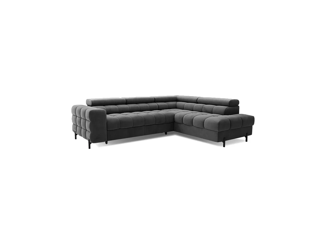Hoekbank rechts converteerbaar Donkergrijs 5 zitplaatsen FERRUM comfortabele zitting 276x93x200cm