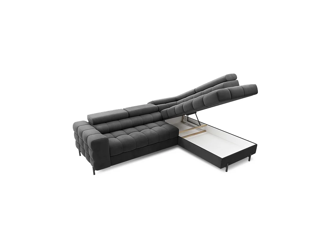 Hoekbank rechts converteerbaar Donkergrijs 5 zitplaatsen FERRUM comfortabele zitting 276x93x200cm