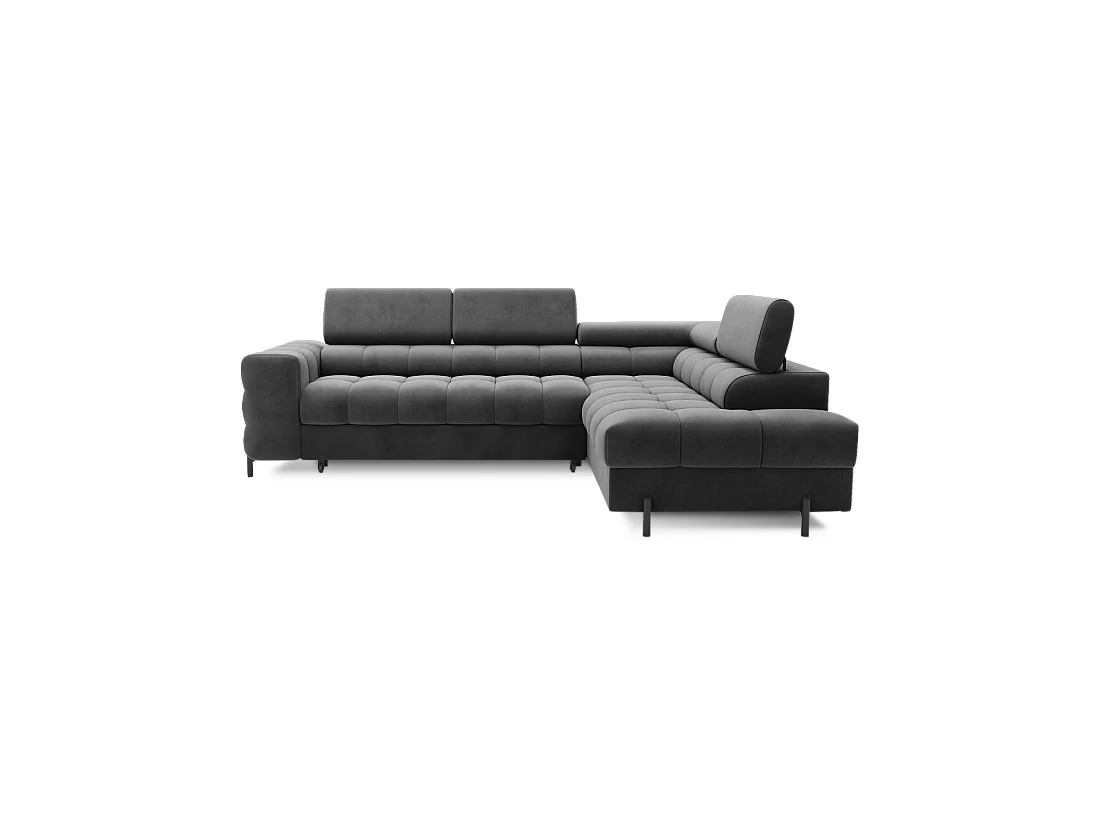 Hoekbank rechts converteerbaar Donkergrijs 5 zitplaatsen FERRUM comfortabele zitting 276x93x200cm