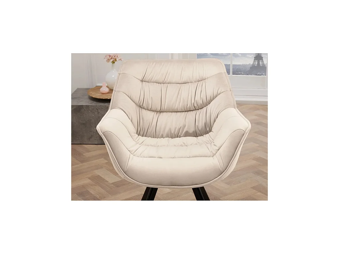 Lote de 2 sillas de diseño COMFY giratorias 180° en terciopelo beige champán y patas negras