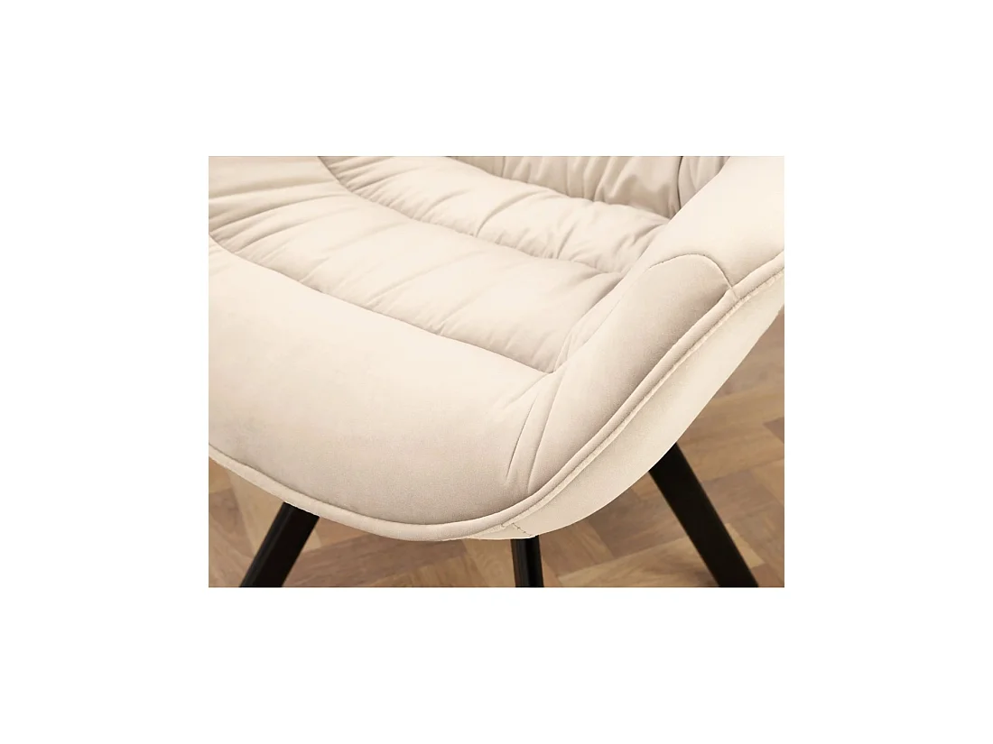 Lote de 2 sillas de diseño COMFY giratorias 180° en terciopelo beige champán y patas negras