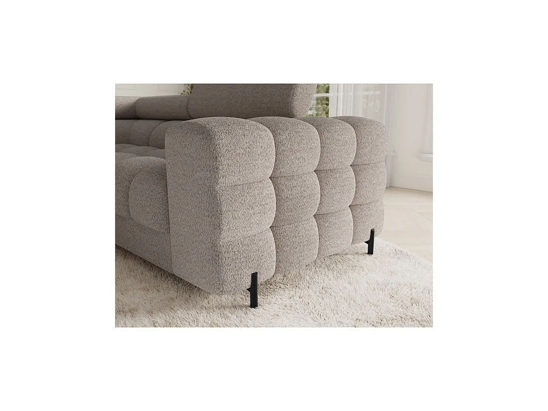 Canapé panoramique convertible FACTORY 3 places beige – angle gauche avec coffre