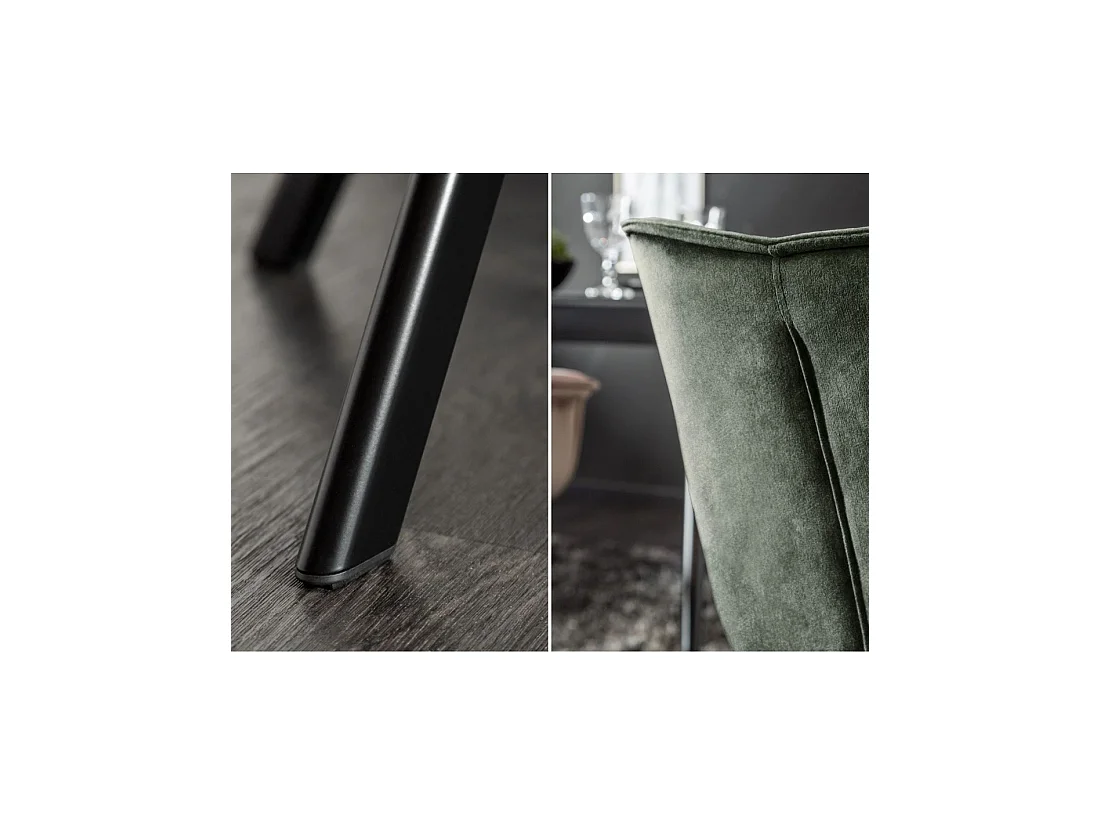Lote de 2 sillas de diseño COMFY giratorias 180° en terciopelo verde oscuro capitonado y patas negras