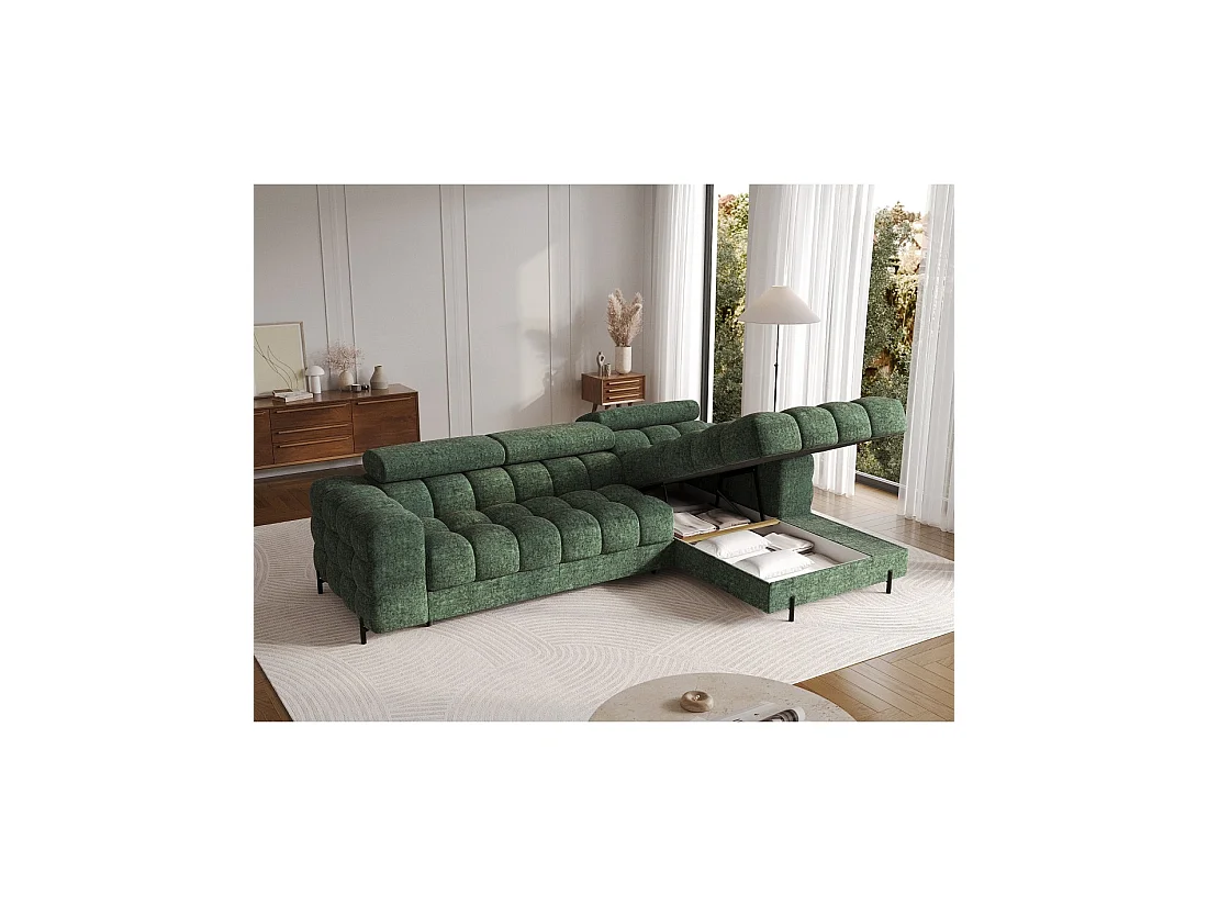 Canapé d'angle droit convertible Emeraude style épuré 285x99x181cm FILTRO