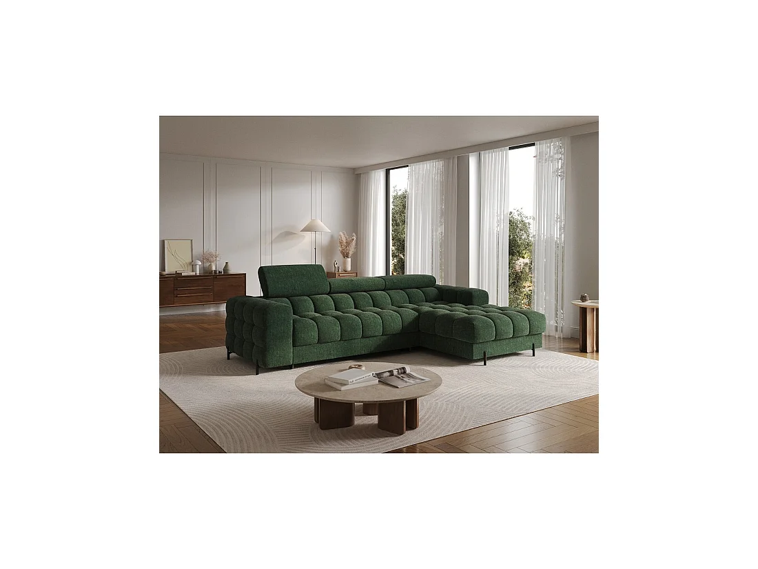 Canapé d'angle droit convertible Emeraude style épuré 285x99x181cm FILTRO
