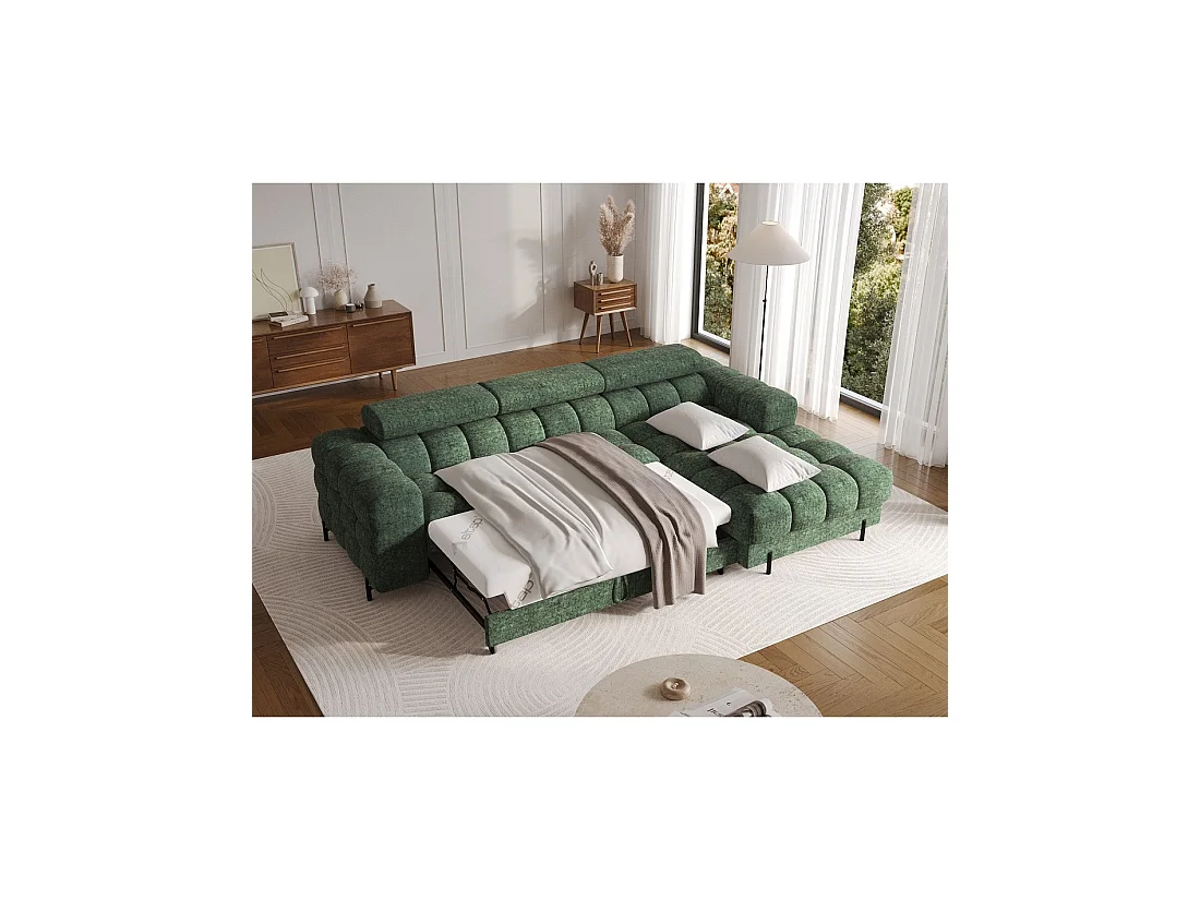 Canapé d'angle droit convertible Emeraude style épuré 285x99x181cm FILTRO