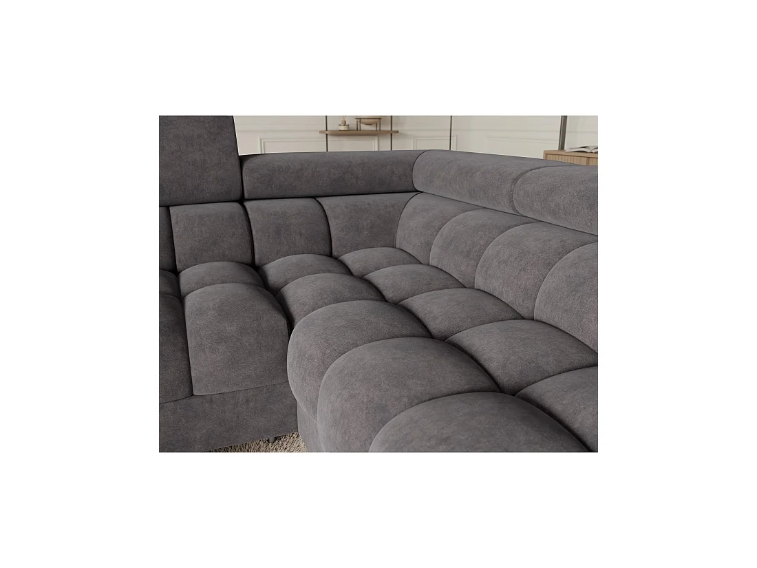 Sofá panorámico convertible FACTORY 3 plazas gris - ángulo derecho con cofre - versión 2