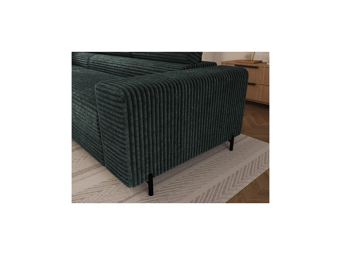 Canapé d'angle COLESIA convertible 5 places vert foncé velours côtelé – gauche – 274x200cm