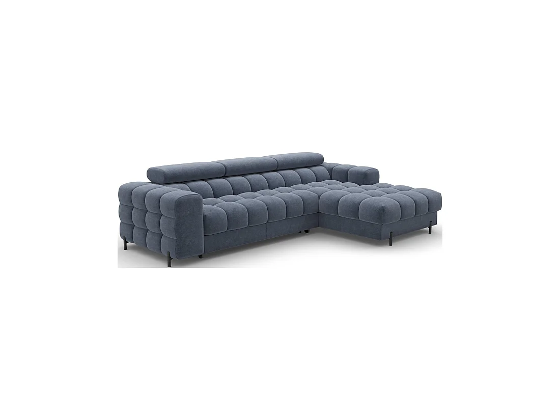Sofá de esquina derecha convertible Azul diseño elegante 285x99x181cm FILTRO