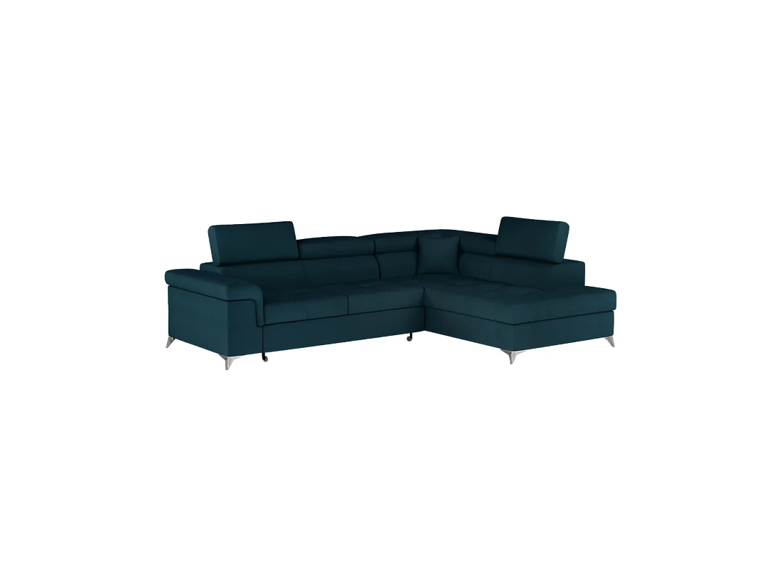 Canapé d'angle convertible PALAZZO 4 places bleu foncé – angle droit avec 1 coussin
