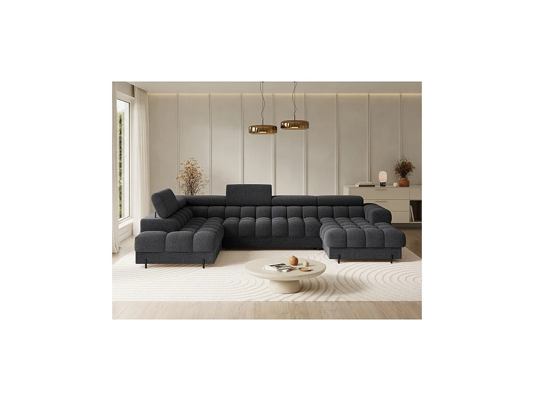 Hoekbank met slaapfunctie Donkergrijs linkse hoek FERARIA 358x93x202cm