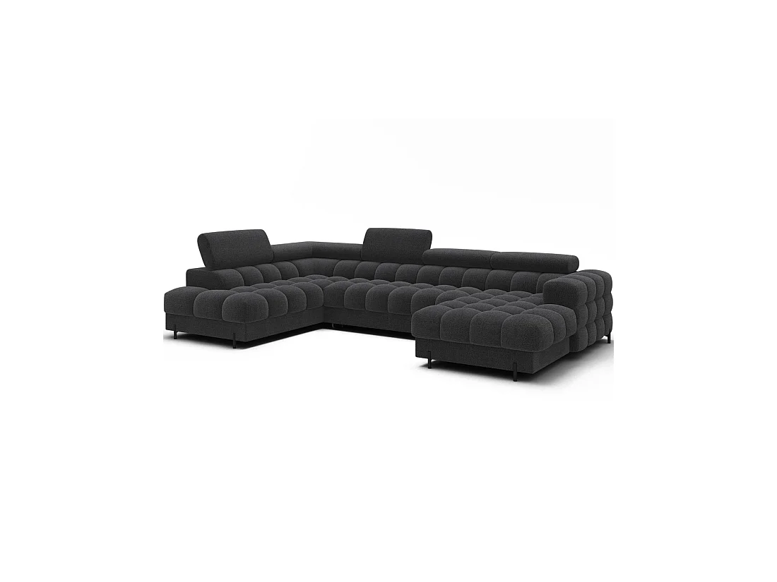 Hoekbank met slaapfunctie Donkergrijs linkse hoek FERARIA 358x93x202cm