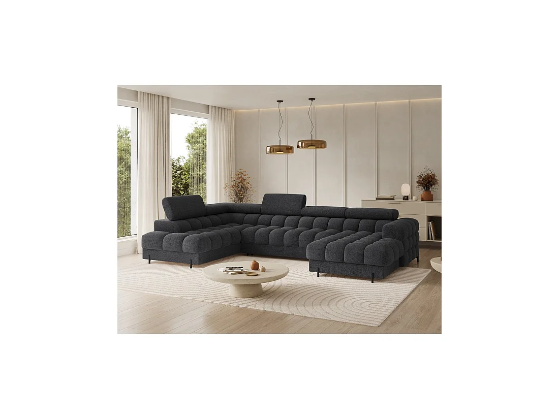 Hoekbank met slaapfunctie Donkergrijs linkse hoek FERARIA 358x93x202cm