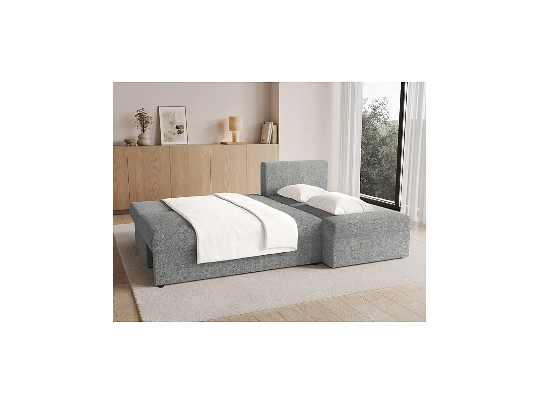 Canapé d'angle Gris 3 places couchage d'appoint 206x90x146cm GINA