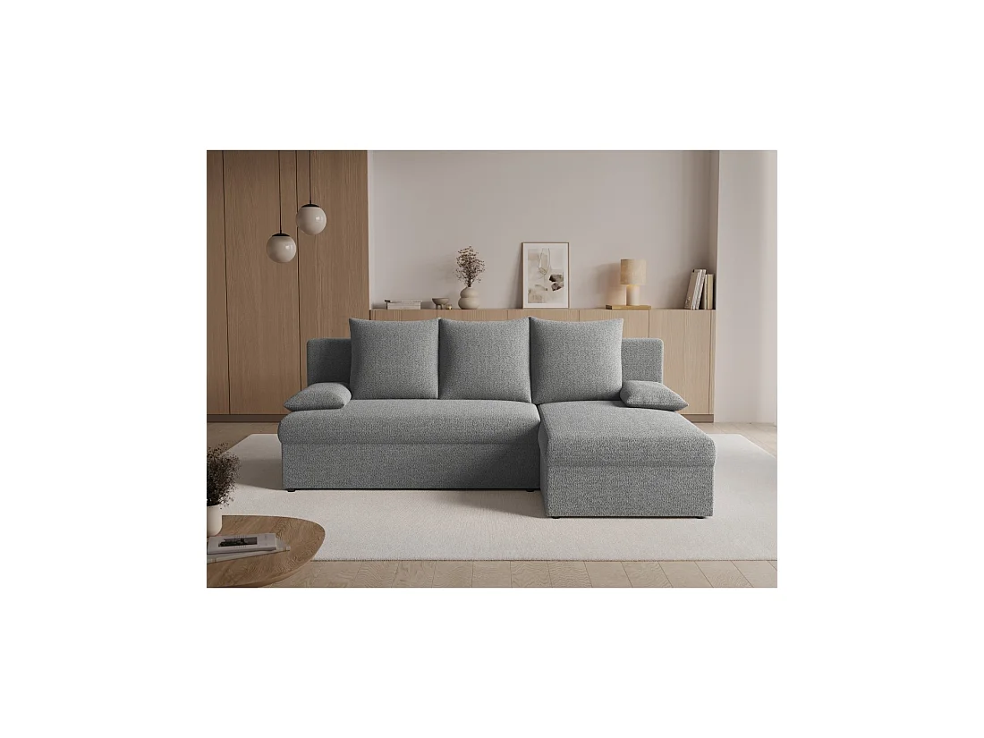 Canapé d'angle Gris 3 places couchage d'appoint 206x90x146cm GINA