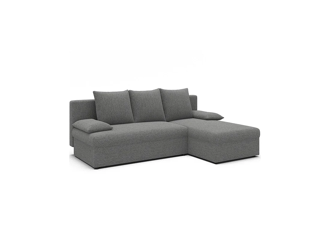 Canapé d'angle Gris 3 places couchage d'appoint 206x90x146cm GINA