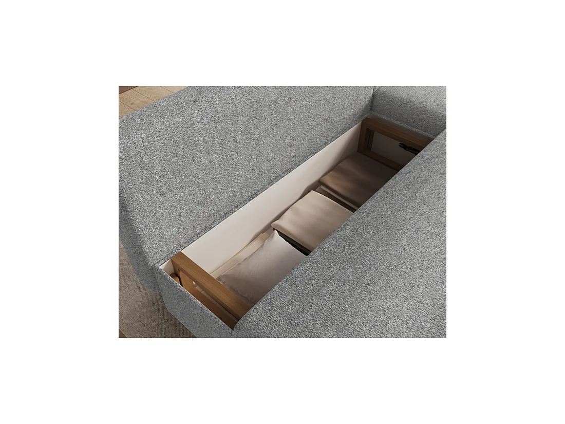 Canapé d'angle Gris 3 places couchage d'appoint 206x90x146cm GINA