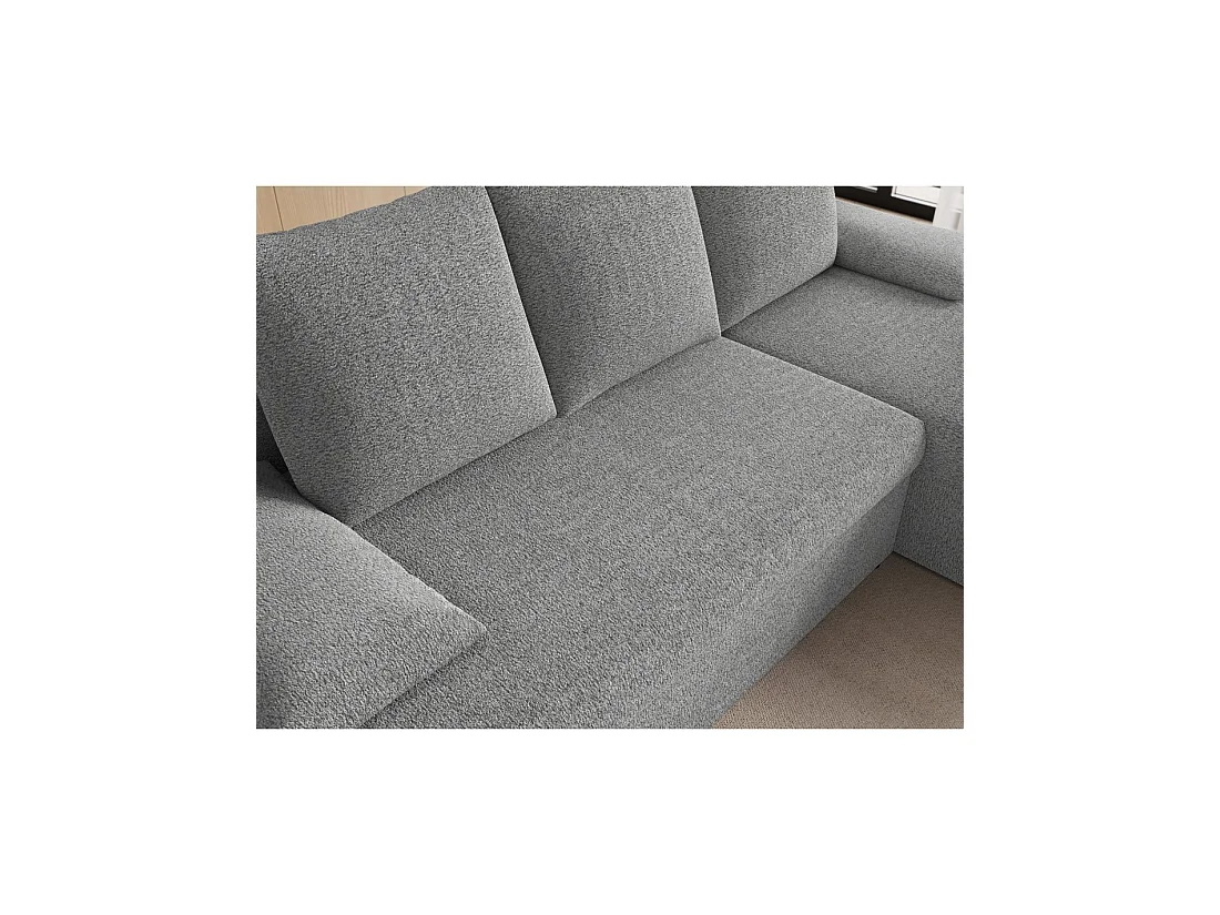 Canapé d'angle Gris 3 places couchage d'appoint 206x90x146cm GINA