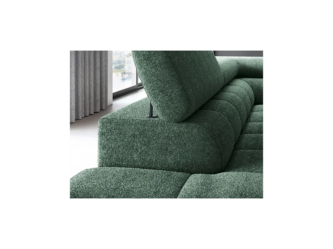 Canapé d'angle gauche convertible Vert foncé 5 places FERRUM style industriel 276x93x200cm