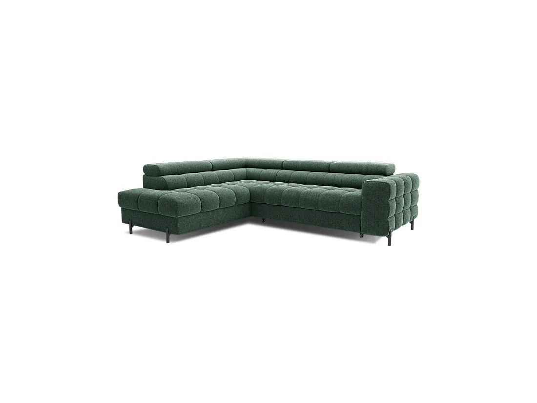 Canapé d'angle gauche convertible Vert foncé 5 places FERRUM style industriel 276x93x200cm