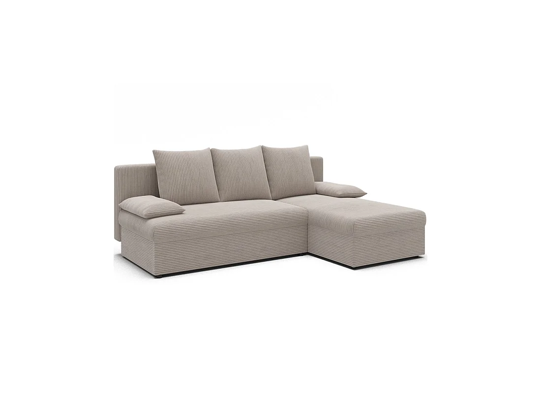 Canapé d'angle Beige 3 places méridienne compacte 206x90x146cm GINA