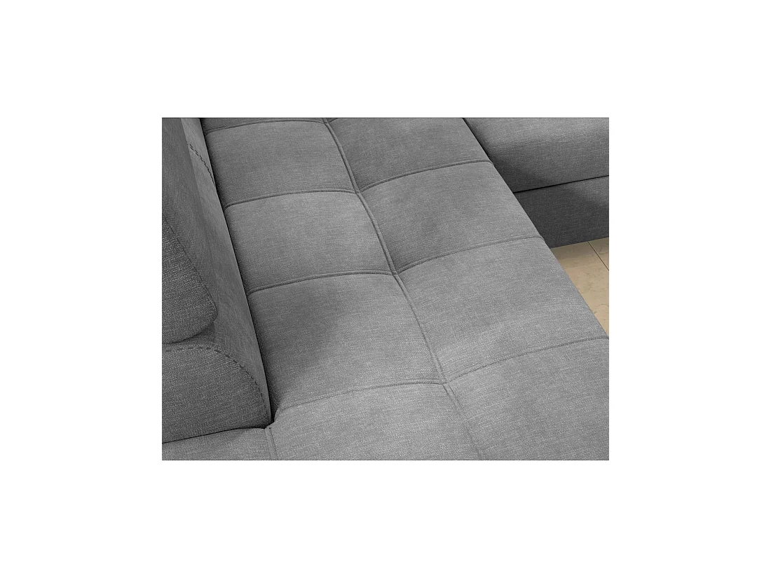 Sofá de esquina convertible PALAZZO 4 plazas gris claro – ángulo derecho con baúl