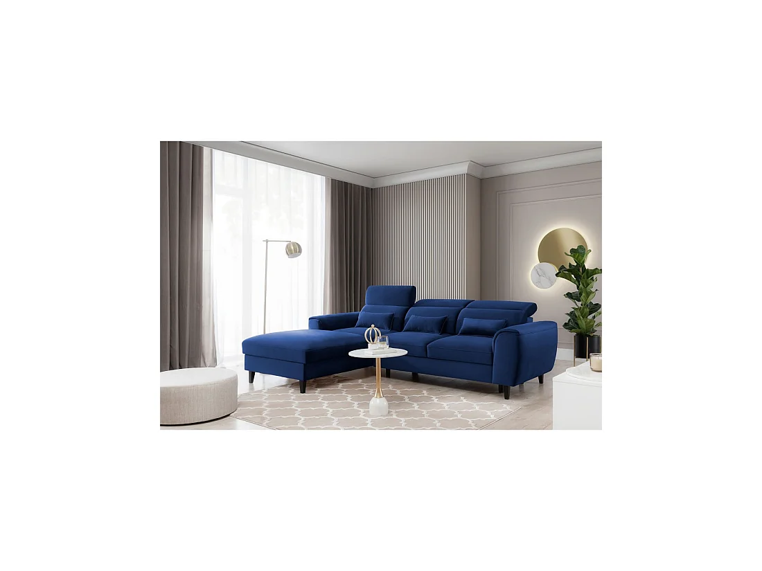 Canapé d'angle convertible bleu marine angle gauche 4 places FABLE