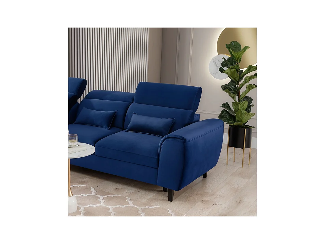 Canapé d'angle convertible bleu marine angle gauche 4 places FABLE