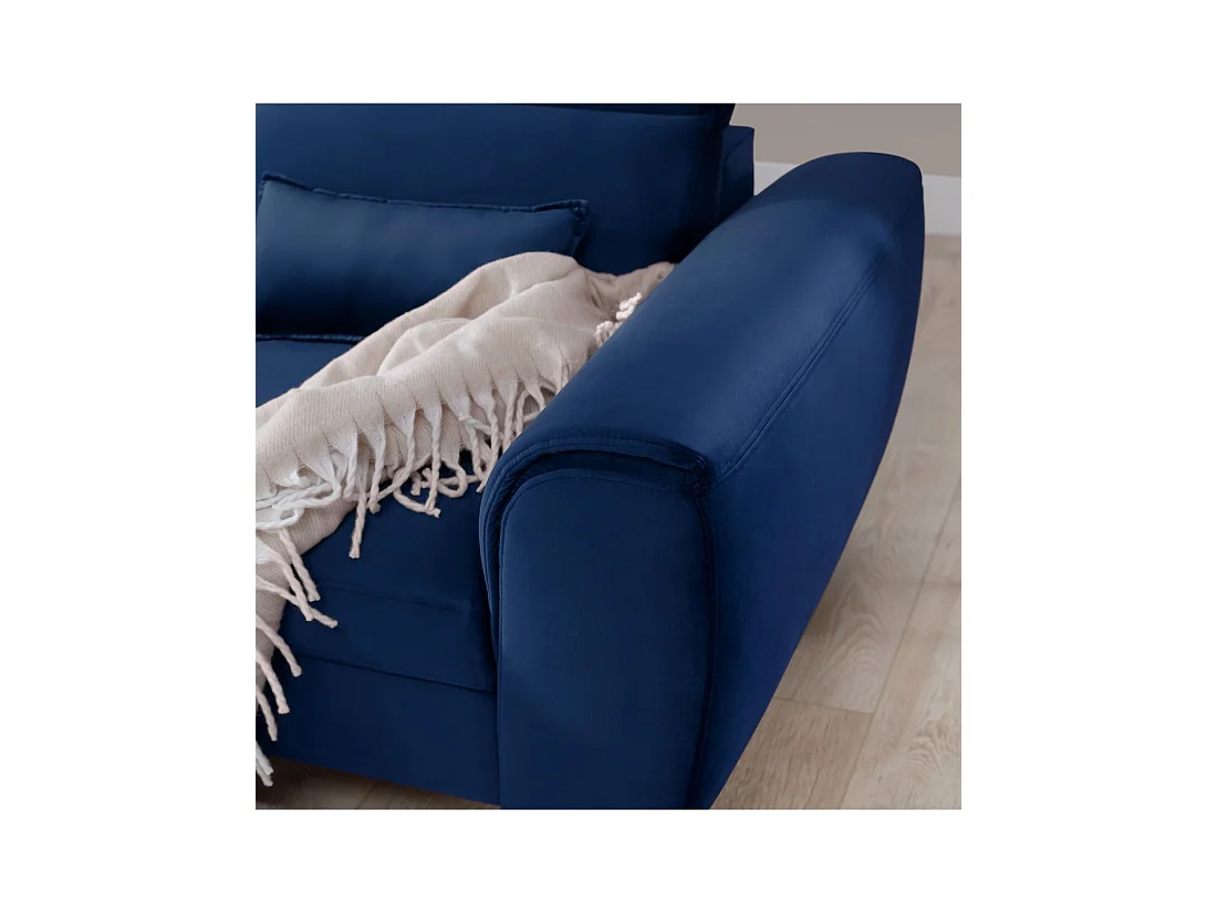 Canapé d'angle convertible bleu marine angle gauche 4 places FABLE