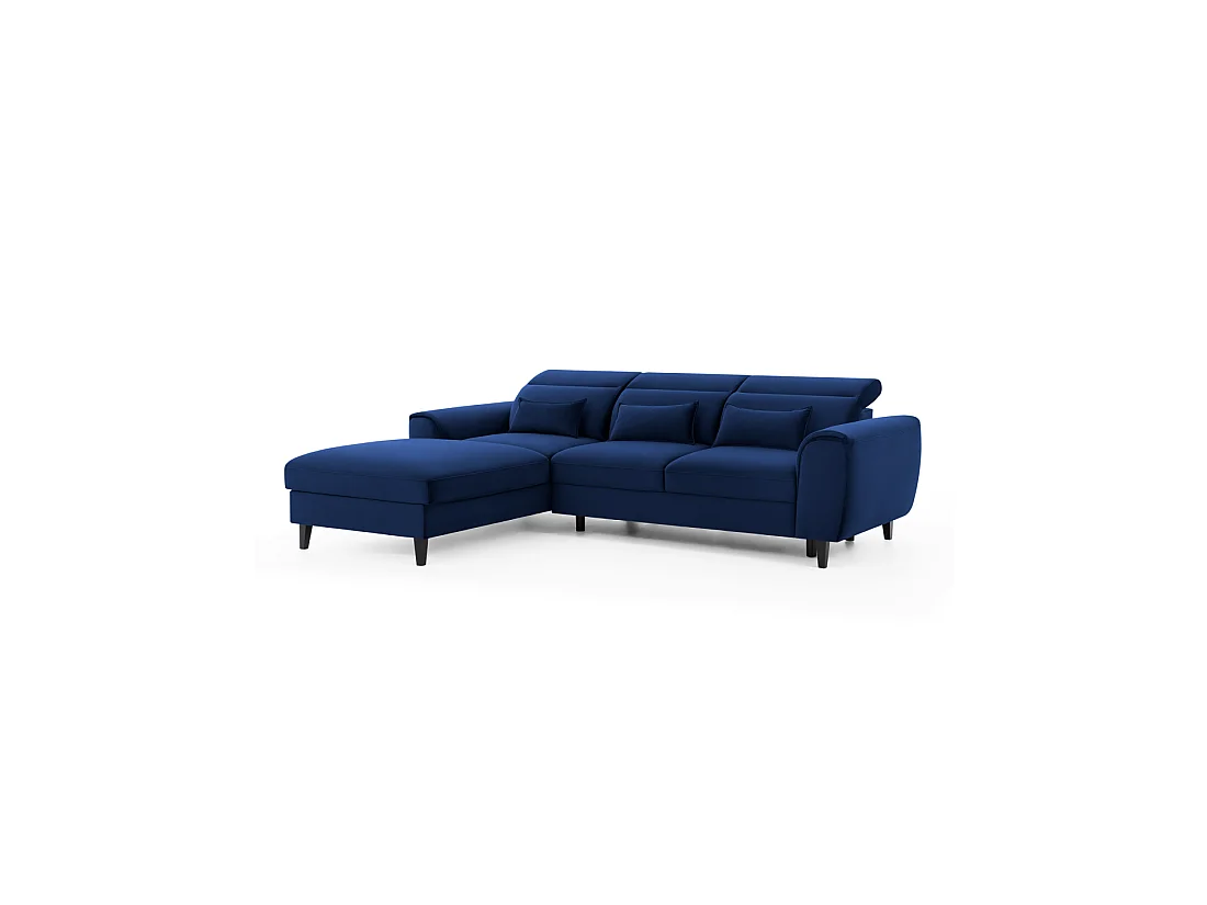 Canapé d'angle convertible bleu marine angle gauche 4 places FABLE