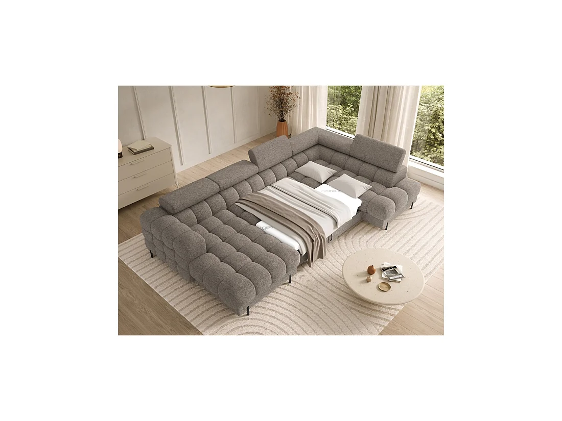 Canapé panoramique convertible Beige foncé angle droit FERARIA 358x93x202cm