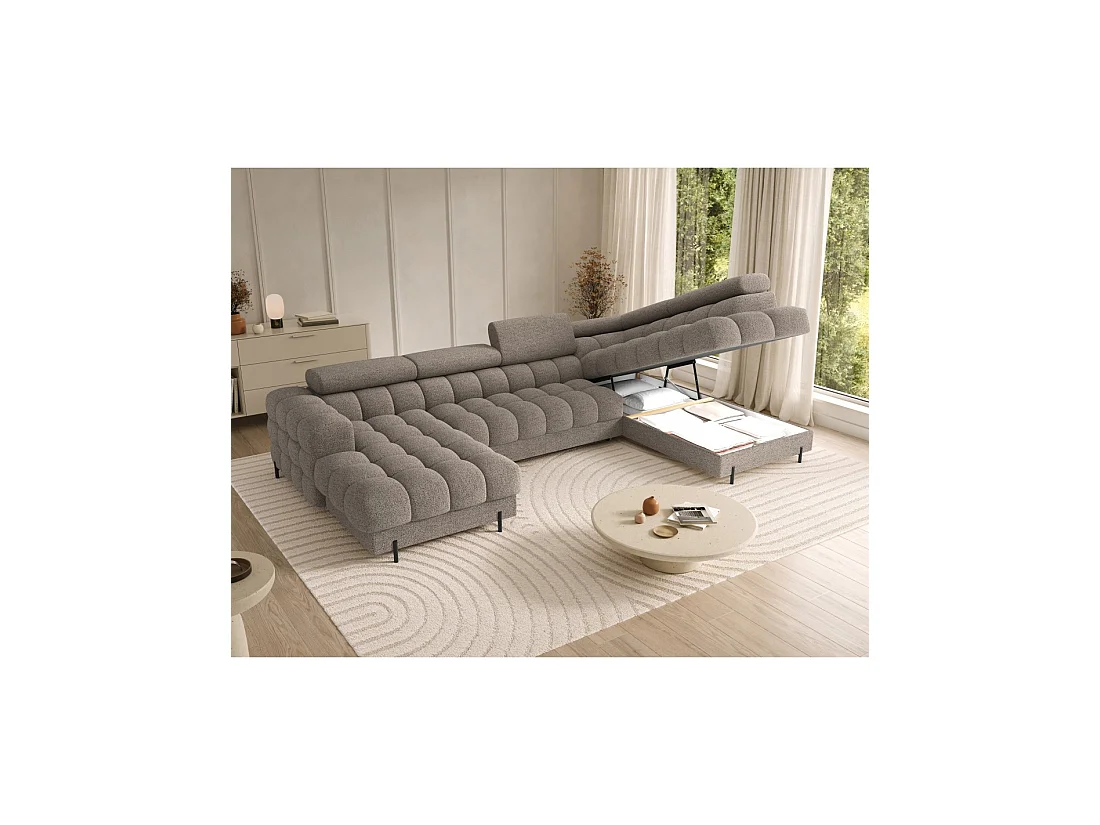 Canapé panoramique convertible Beige foncé angle droit FERARIA 358x93x202cm