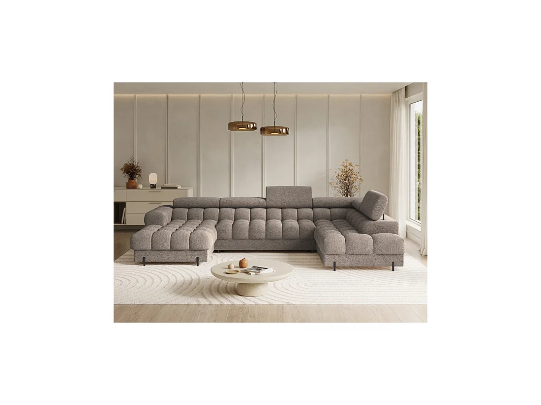 Canapé panoramique convertible Beige foncé angle droit FERARIA 358x93x202cm