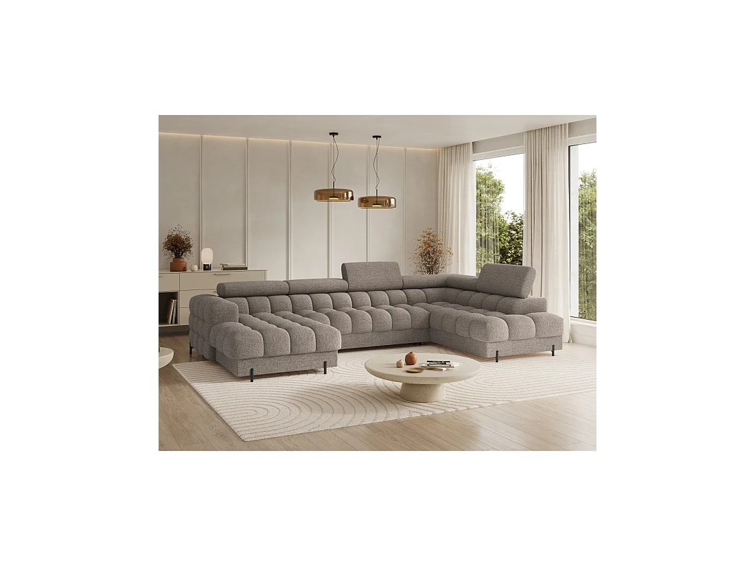 Canapé panoramique convertible Beige foncé angle droit FERARIA 358x93x202cm