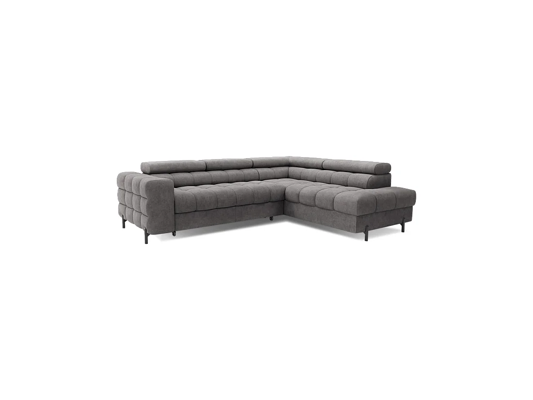 Canapé FERRUM Gris convertible 5 places angle droit appuie-têtes réglables 276x93x200cm