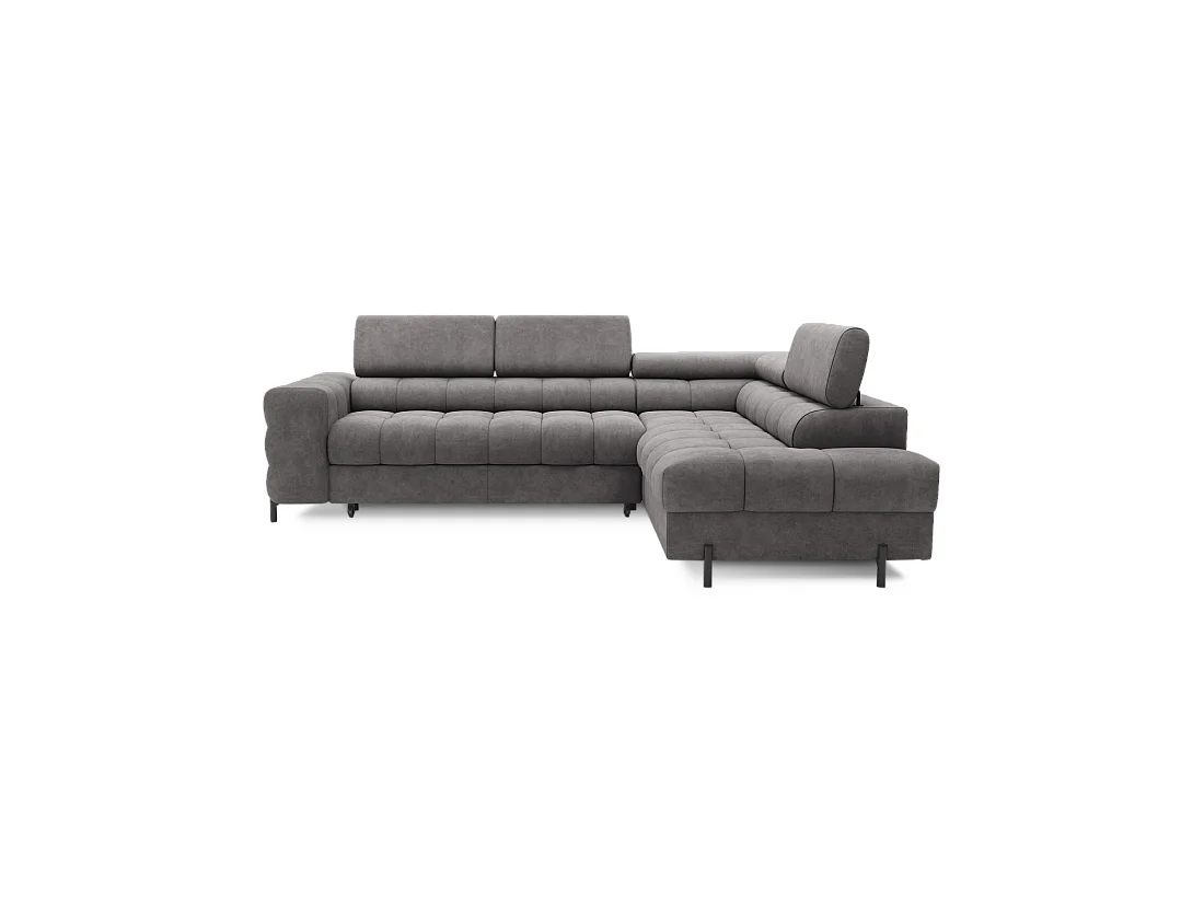 Canapé FERRUM Gris convertible 5 places angle droit appuie-têtes réglables 276x93x200cm
